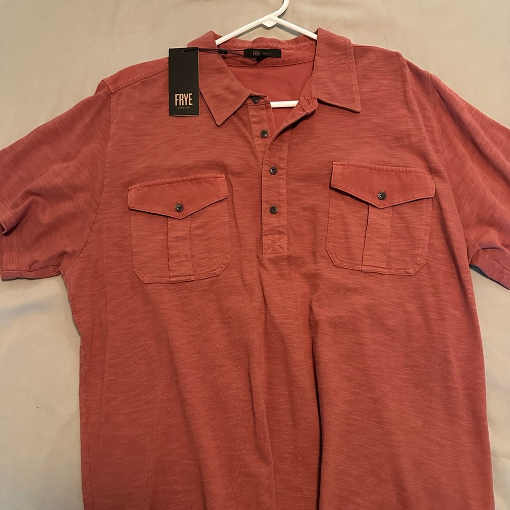 Frye Red Casual Button Down Shirt Short Sleeve - XXL - NWT